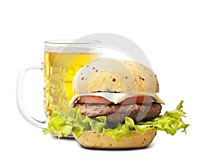 Hamburgher and beer