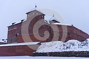 Hame Castle (Tavastia castle) on a snowy day in winter photo
