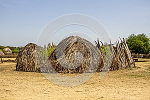 Hamer tribe houses in southern Ethiopia, Omo Valley