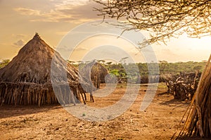 Hamer village near Turmi, Ethiopia photo