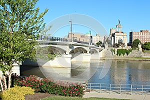 Hamilton Bridge crossing Great Miami River in Hamilton, Ohio photo