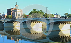 Hamilton Bridge Reflecting on Great Miami River in Ohio