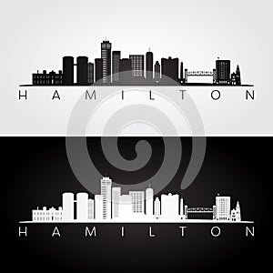 Hamilton skyline and landmarks silhouette photo