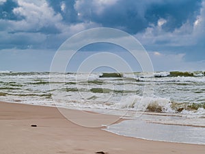 Hammamet-Tunisia- beach with sea waves in the fall