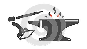Hammer and Anvil. Classic Blacksmith. Forge Icon, vector design Generative AI