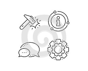 Hammer blow line icon. Crash protection sign. Repair tool. Vector