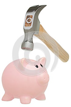 Hammer Breaking a Piggy Bank