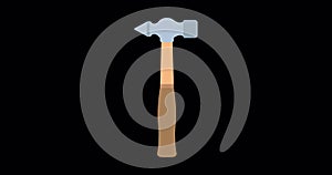 Hammer claw industry flat steel sign worker. Power workshop fix tool icon. Diy toolbelt carpenter repair