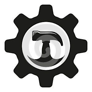 Hammer and construction Logo icon. Pet dog flat symbol vector illustration