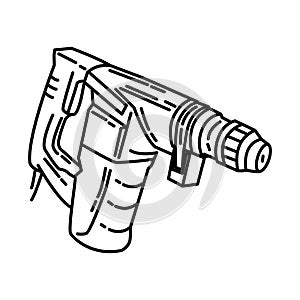 Hammer Drill Icon. Doodle Hand Drawn or Outline Icon Style