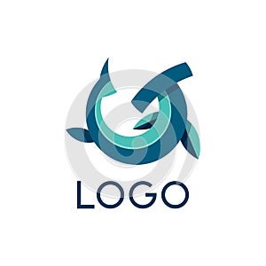Hammer fish logo design, vector icon or clipart.