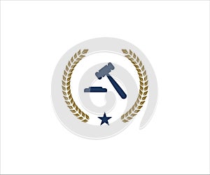 hammer gavel of justice inside wheat ear for lawyer office vector logo design