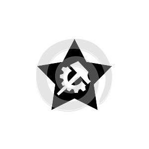 Hammer and gear in a star icon. Element of communism illustration. Premium quality graphic design icon. Signs and symbols collecti