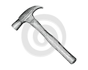 Hammer hand drawing vintage style isolate on white background