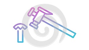 Hammer Hitting Nail Icon for Construction DIY Projects, vector design Generative AI