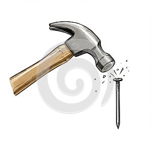Hammer Hitting Nail Illustration