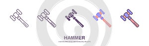 hammer icon, gavel vector, helve illustration isolated vector sign symbol. vector illustration