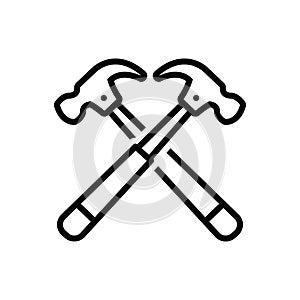 Black line icon for Hammer, shattered and wallop