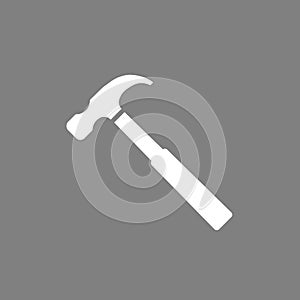 Hammer icon. Vector illustration, flat design. On grey background