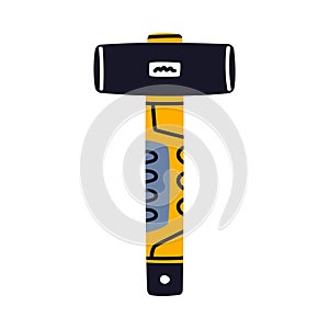 Hammer with Metal Head and Handle as Construction Tool Vector Illustration