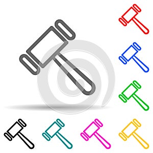 a hammer multi color style icon. Simple thin line, outline vector of web icons for ui and ux, website or mobile application