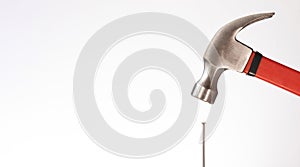 Hammer & Nail on white background