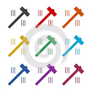 Hammer and nails icon. Set icons colorful