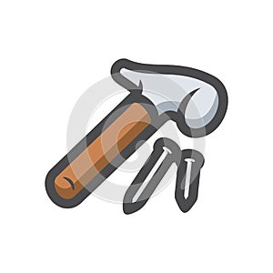 Hammer and nails Vector icon Cartoon illustration