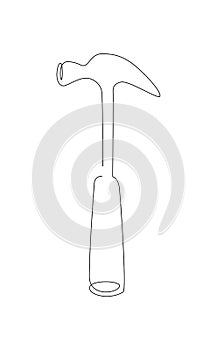 Hammer one line. haushold tool line art