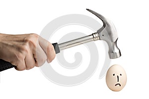Hammer ready to smash an egg