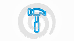 Hammer realistic icon. 3d line vector illustration. Top view