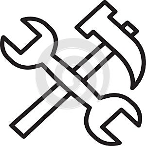 hammer and screwdriver icon black and white Vector graphics