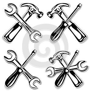 Hammer and screwdriver and wrench set icon photo