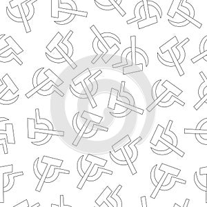 Hammer and sickle seamless pattern. Socialism. Vector illustration