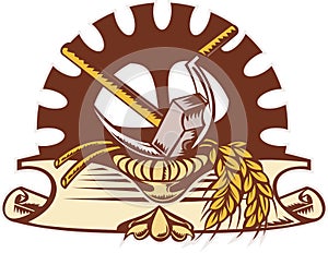 Hammer sickle wheat mechanical gear cog