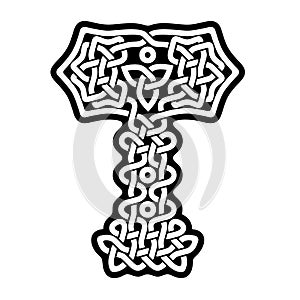 Hammer of Thor in celtic design. Mjolnir.