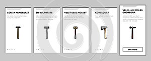 hammer tool construction onboarding icons set vector