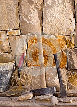 Hammer tools of stonecutter masonry work