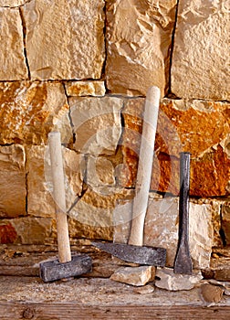 Hammer tools of stonecutter masonry work