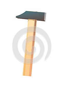 Hammer. Typical universal tool for all types of work. Cartoon style. Object isolated on white background. Vector