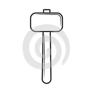 Hammer vector icon outline style isolated on back