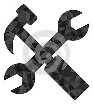 Hammer and Wrench Polygonal Lowpoly Flat Icon
