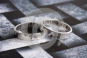 Hammered Rings on Black Desiger Background photo