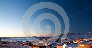 Hammerfest by daytime during winter