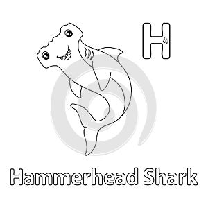 Hammerhead Shark Alphabet ABC Coloring Page H