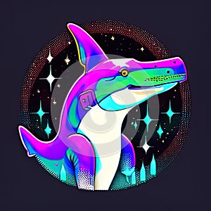 Hammerhead Shark Animal Style Print Design Logo. Generative AI.