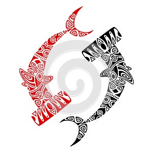 Hammerhead Shark Maori style. Tattoo sketch.