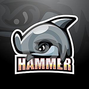 Hammerhead shark mascot esport logo design