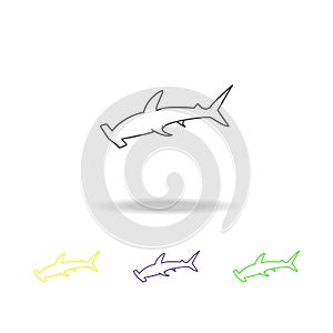 hammerhead shark multicolored icons. Element of popular sea animals icon. Signs and symbols outline icon for websites, web design,