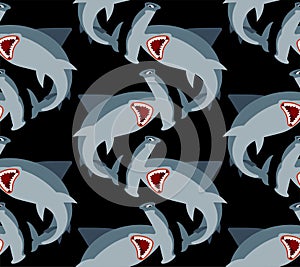 Hammerhead shark pattern seamless. Fish hammer background. marine predator texture